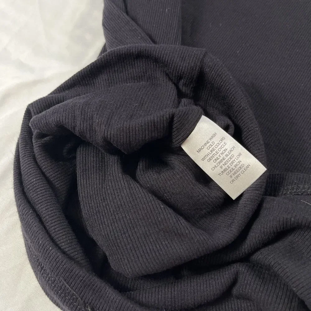Magaschoni Mock Turtleneck‎ Ribbed Dress Navy Blue Size Medium 96% Micromodal